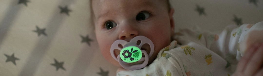Baby with a Dr. Brown's Advantage pacifier