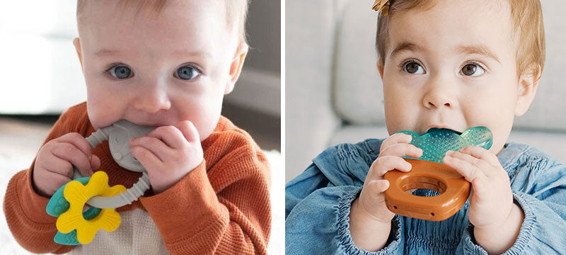 Babies chewing on Dr. Brown's teethers