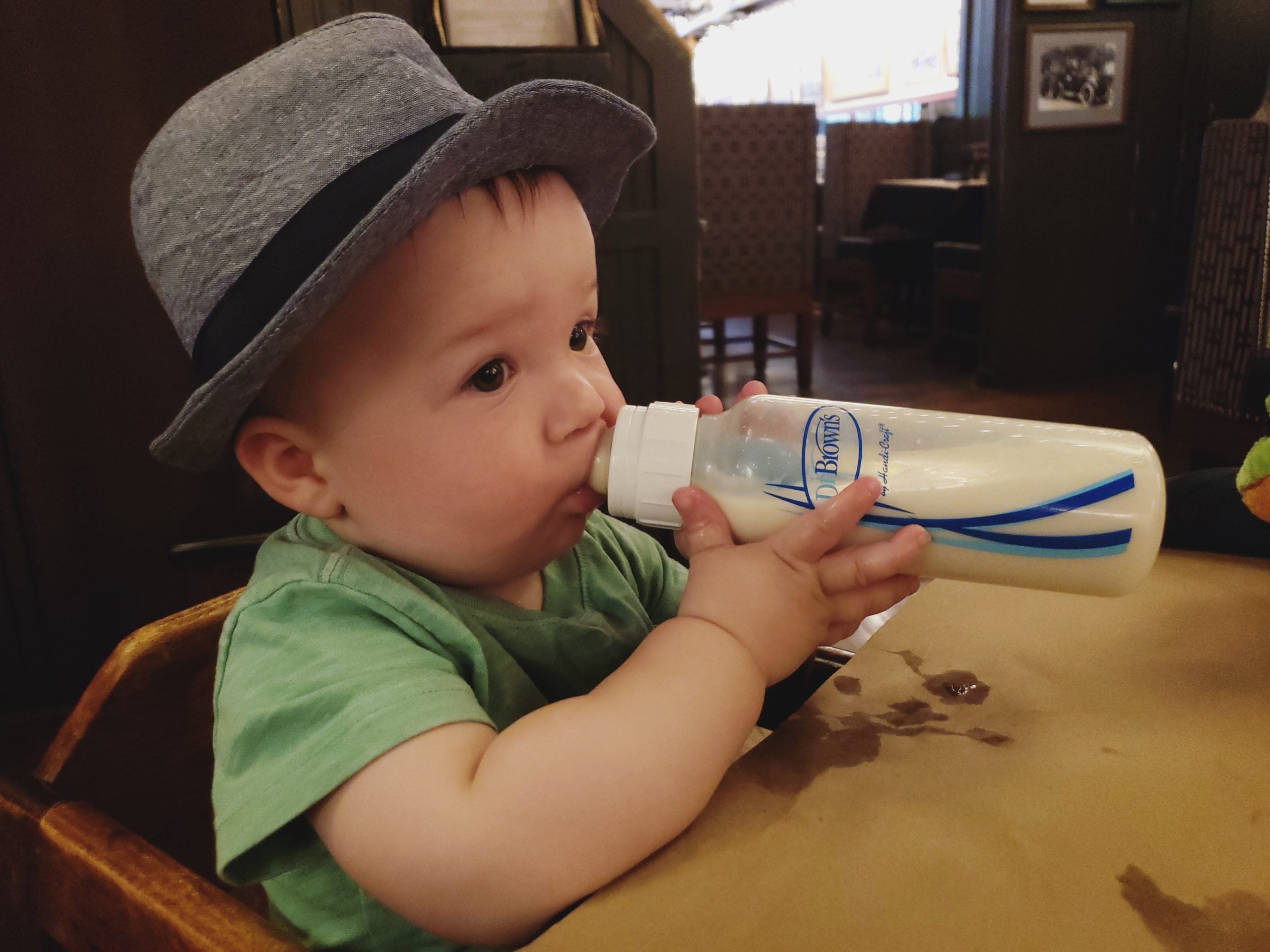 Luca drinking from bottle