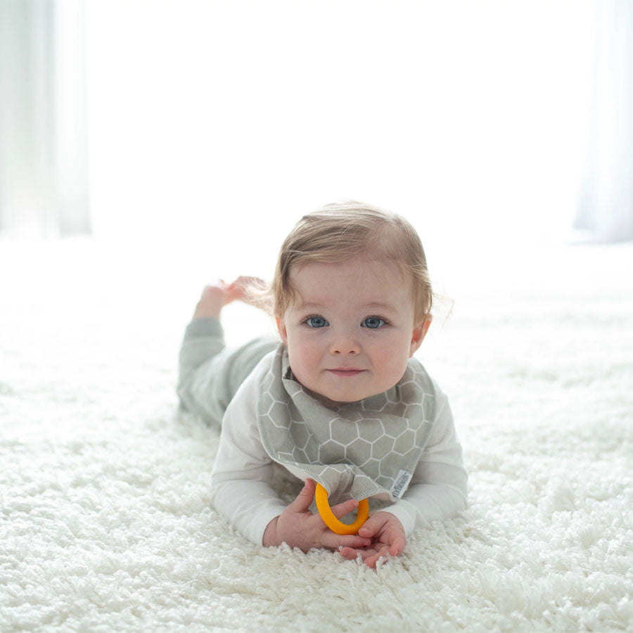 Infant with Bandana Bib, Gray Honeycomb