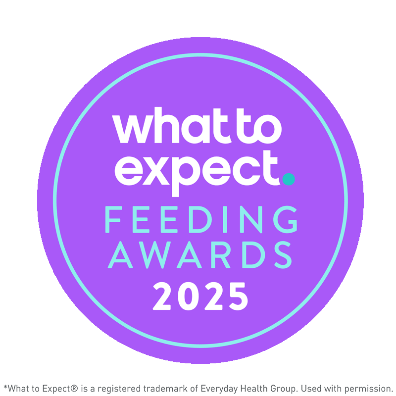 Purple badge with 'what to expect' Feeding Awards 2025 text o