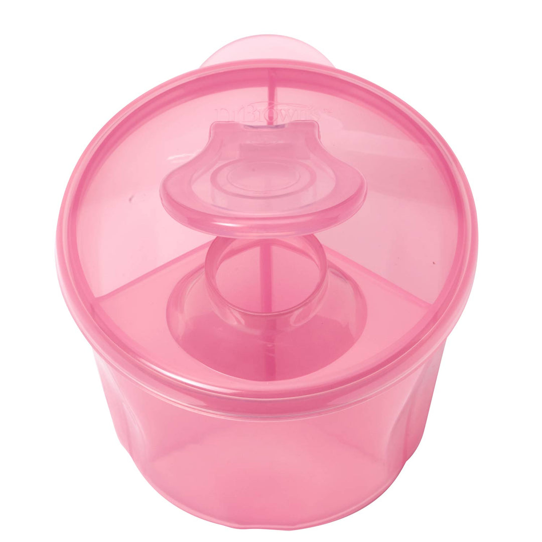 Pink formula dispenser with a lid