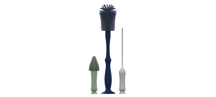 Set of three silicone cleaning brushes