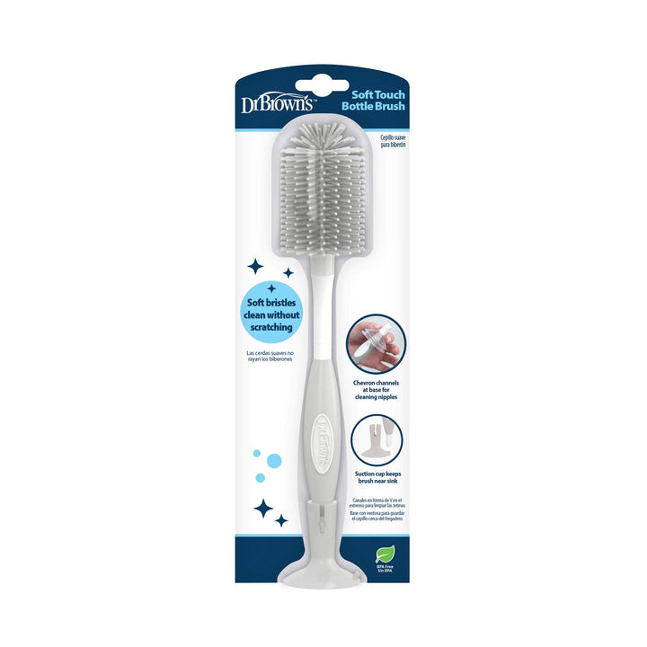 Dr. Brown's soft touch bottle brush, gray and packaged