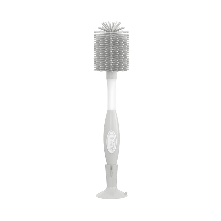 Gray Dr. Brown's soft-touch bottle brush with bristle head on a white background