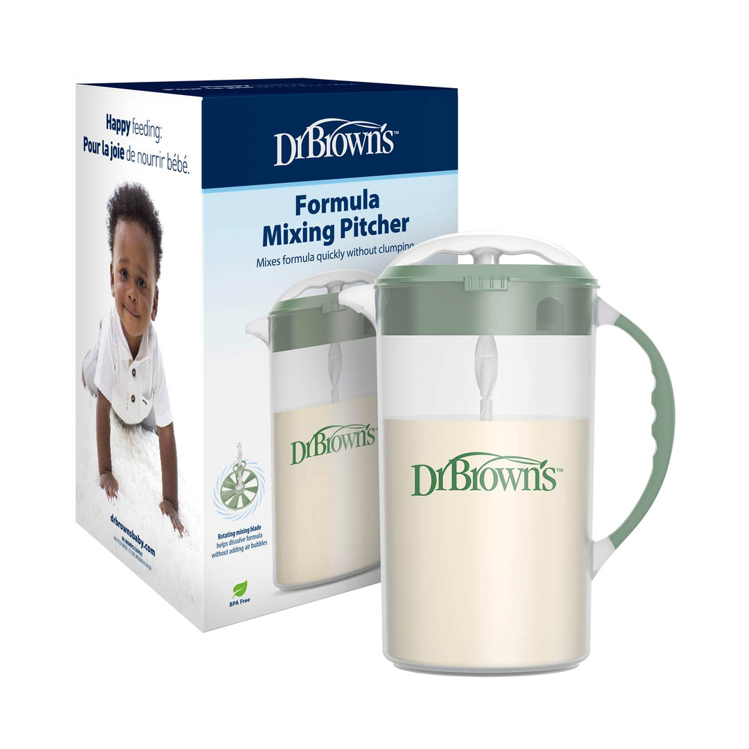 Dr. Brown's olive-colored Formula Mixing Pitcher with packaging