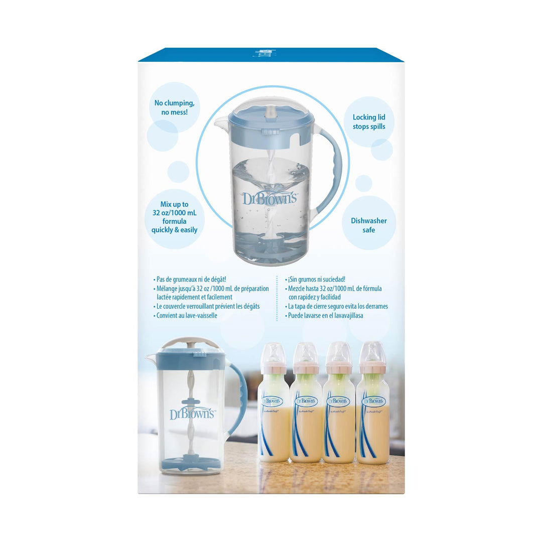 Dr. Brown's blue Formula Mixing Pitcher packaging with bottles and a pitcher