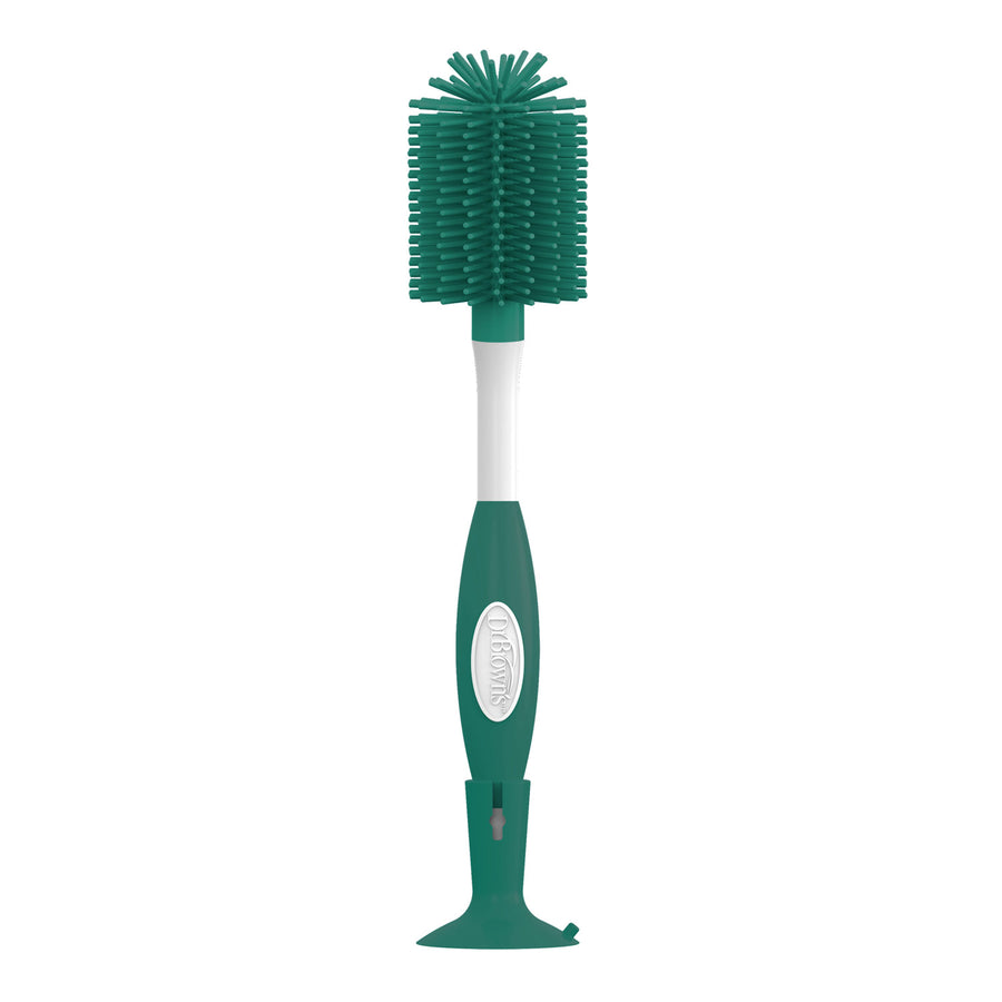 Green bottle brush with white handle