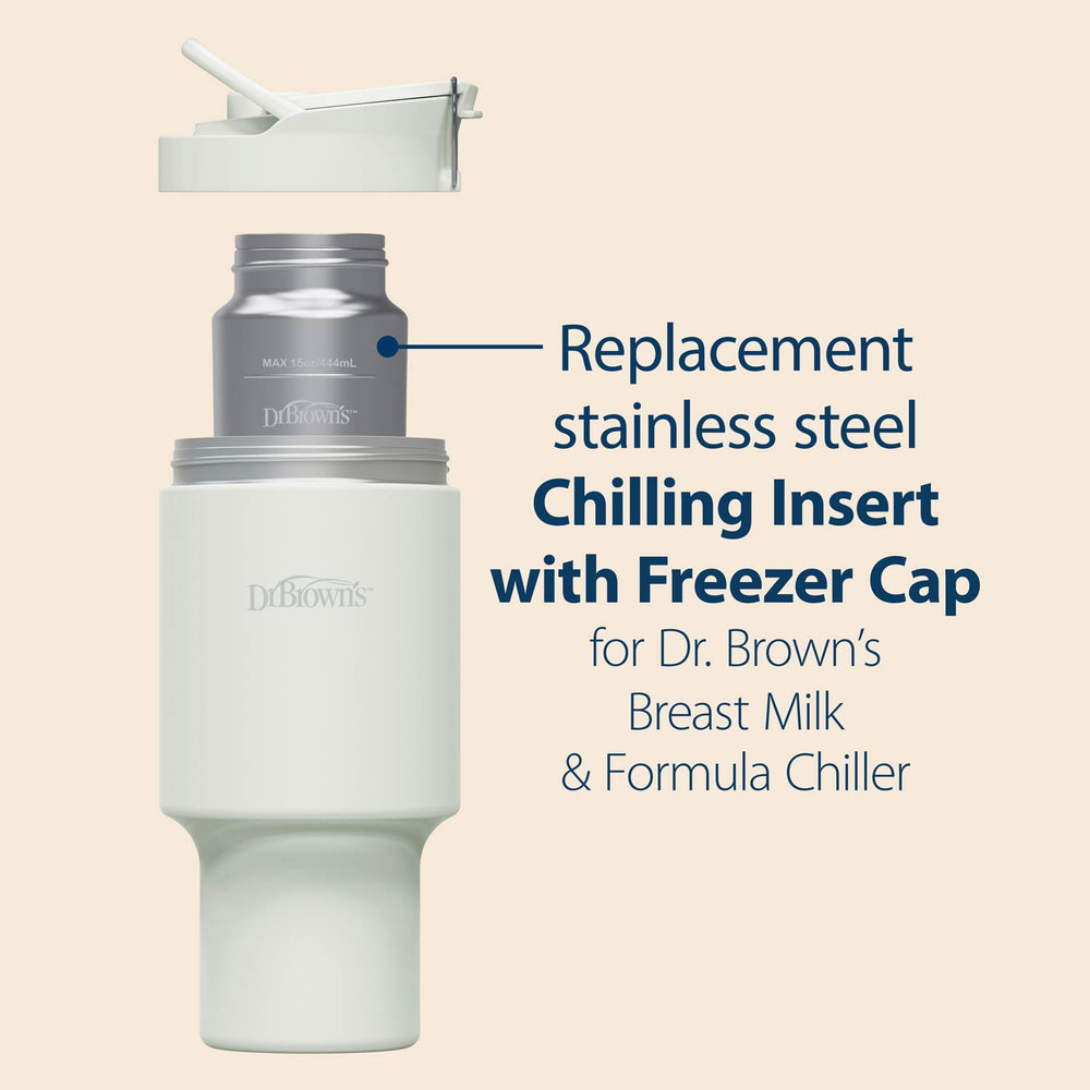 Dr. Brown's breast milk and formula chiller replacement stainless steel chilling insert with freezer cap