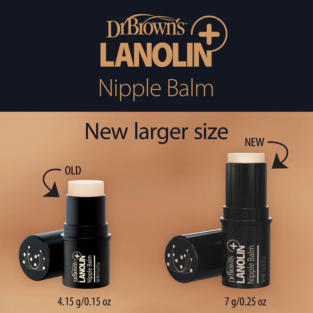 Dr. Brown's Lanolin Nipple Balm with old and new larger size comparison