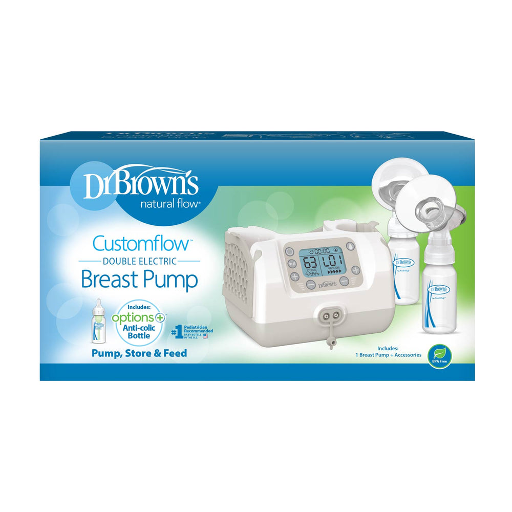 Dr. Brown's Customflow Double Electric Breast Pump packaging on a white background