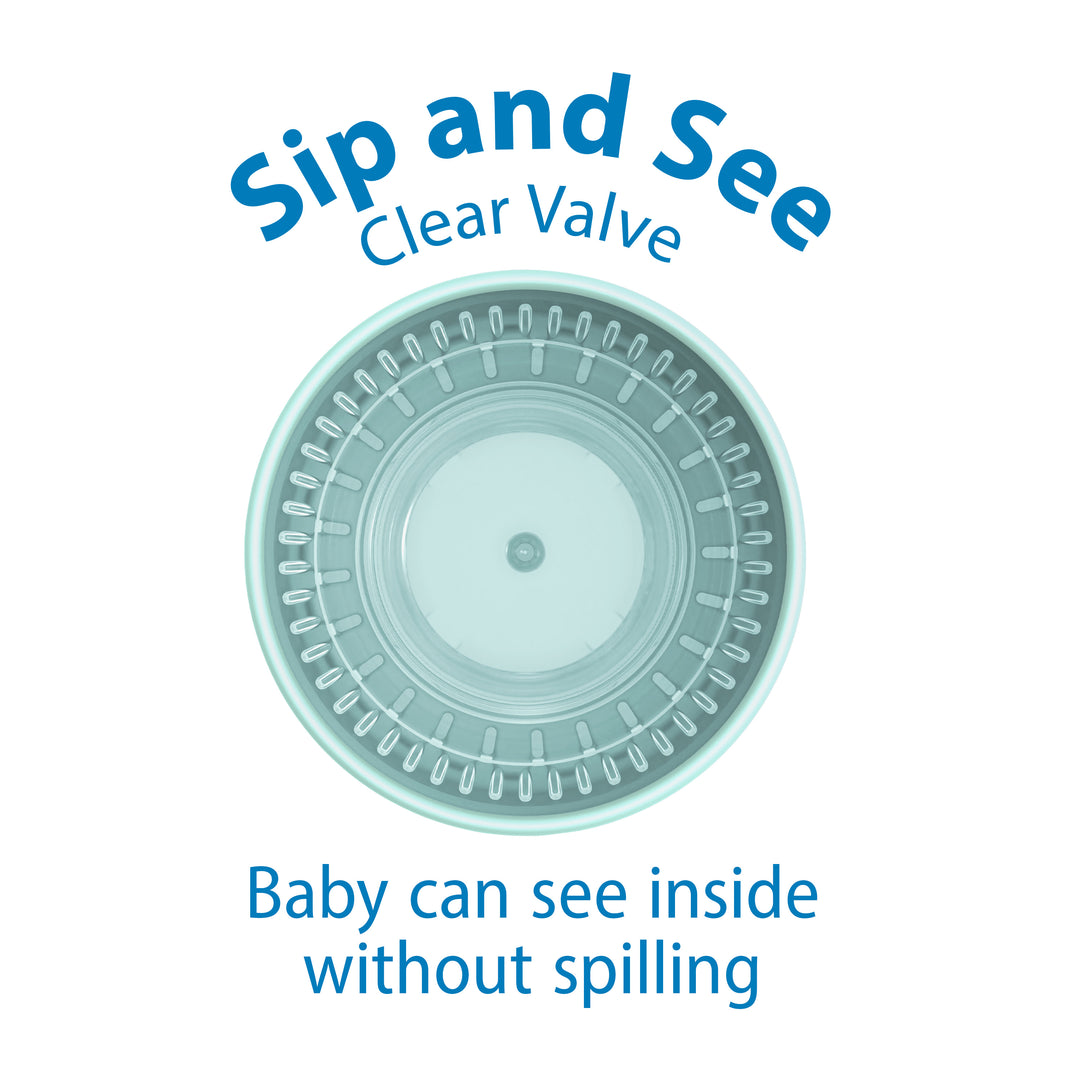 Clear valve with 'Sip and See Clear Valve' text on a white background