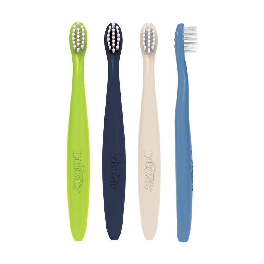 Dr. Brown's Infant-to-Toddler Toothbrushes - Green, Dark Blue, Cream, Blue