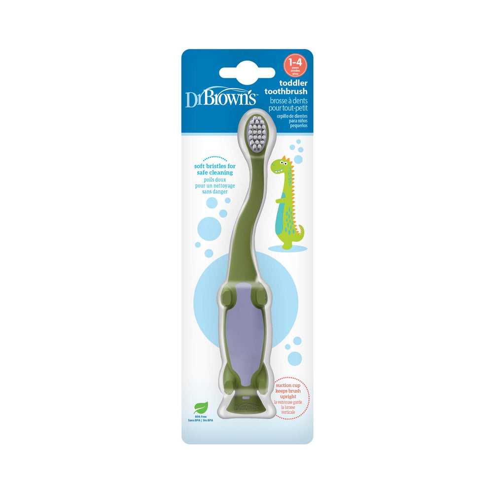 Dr. Brown's Green Dinosaur Toddler Toothbrush, Packaged
