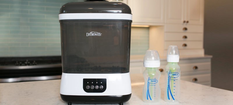 Dr. Brown's Electric Sterilizer on Counter with bottles