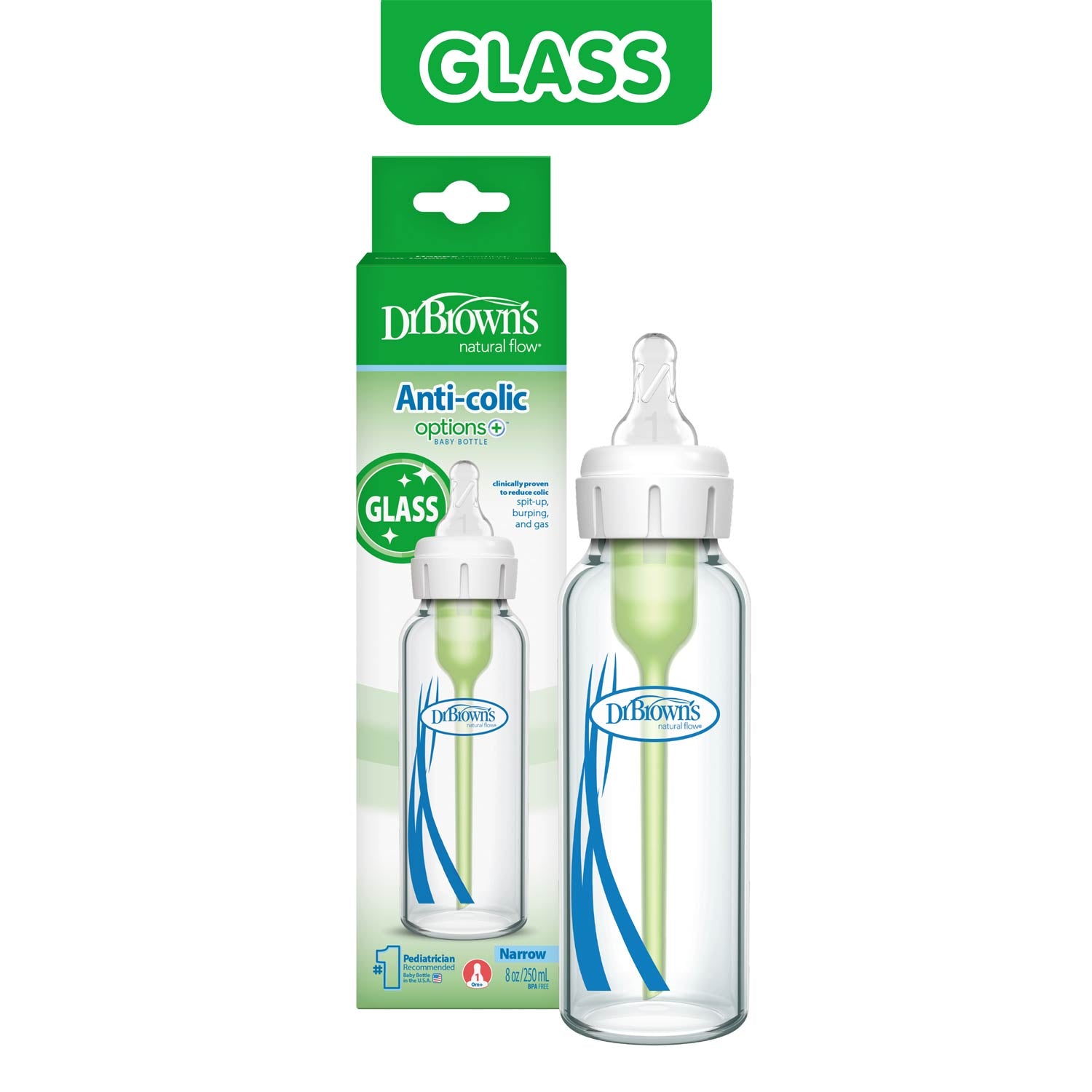 Dr. Brown's Natural Flow® Anti-Colic Options+™ Narrow Baby Bottle with
