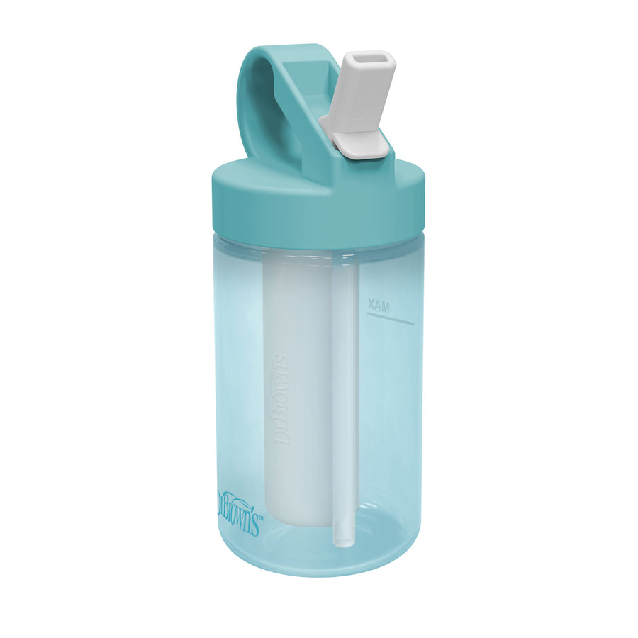 Blue Dr. Brown's Sports Bottle with a chiller insert, opened