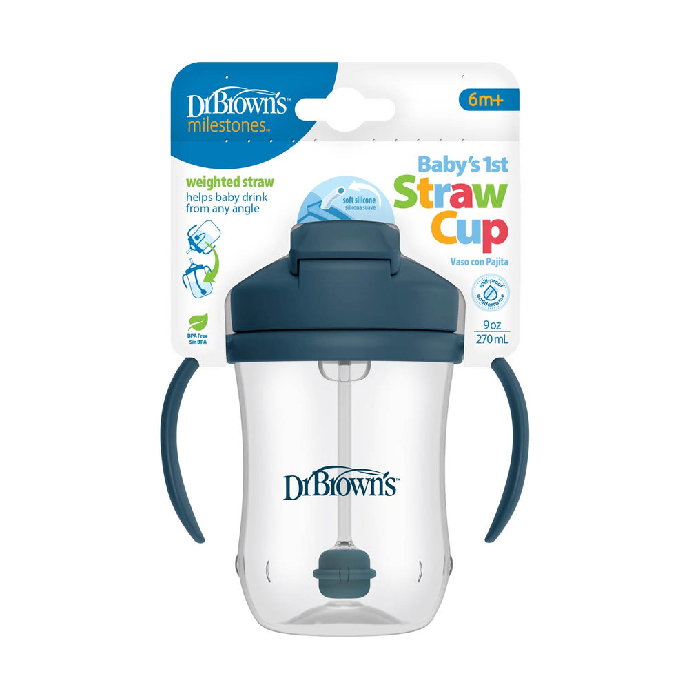 Dr. Brown's Baby's 1st Straw Cup with packaging on a white background