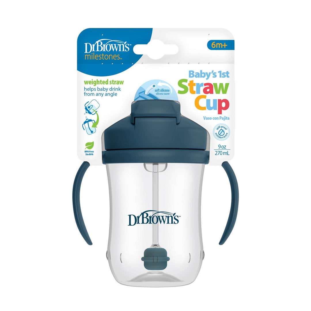 Dr. Brown's Baby's 1st Straw Cup with packaging on a white background