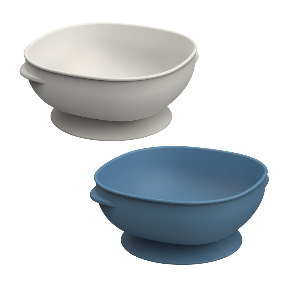 Dr. Brown's Blue and Gray colored No Slip Suction Bowls