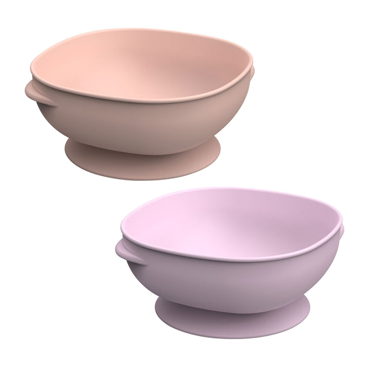 Dr. Brown's Pink and Lilac colored No Slip Suction Bowls