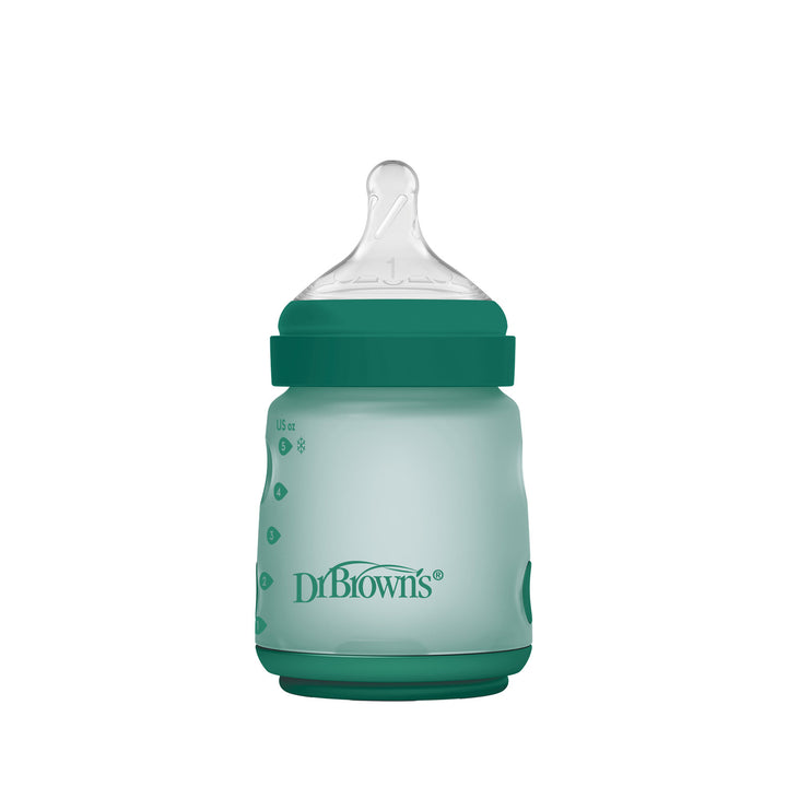 Dr. Brown's green silicone wide-neck baby bottle