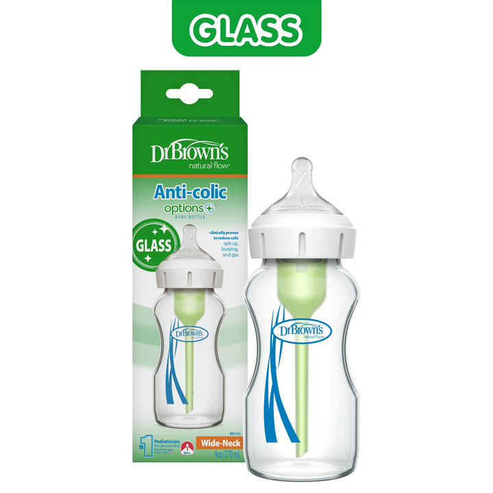 Dr. Brown's glass baby bottle with packaging