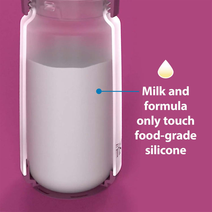 Bottle with food-grade silicone and milk formula