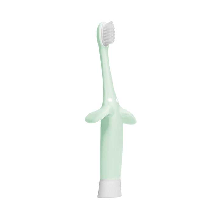 Introducing Dr. Brown's™ Infant-to-Toddler Toothbrush in an adorable elephant design, perfect for maintaining infant oral hygiene. This toothbrush features a small, rounded head with soft bristles and an ergonomically designed handle for easy gripping, complete with two playful protruding arms that resemble a charming character.