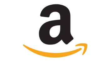 Amazon logo showing a black lowercase "a" with an orange arrow beneath, curving from left to right, resembling a smile.