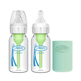 Dr. Brown Natural FlowAnti-Colic Options Narrow Glass Baby Bottle with Silicone Sleeve, 2-Pack