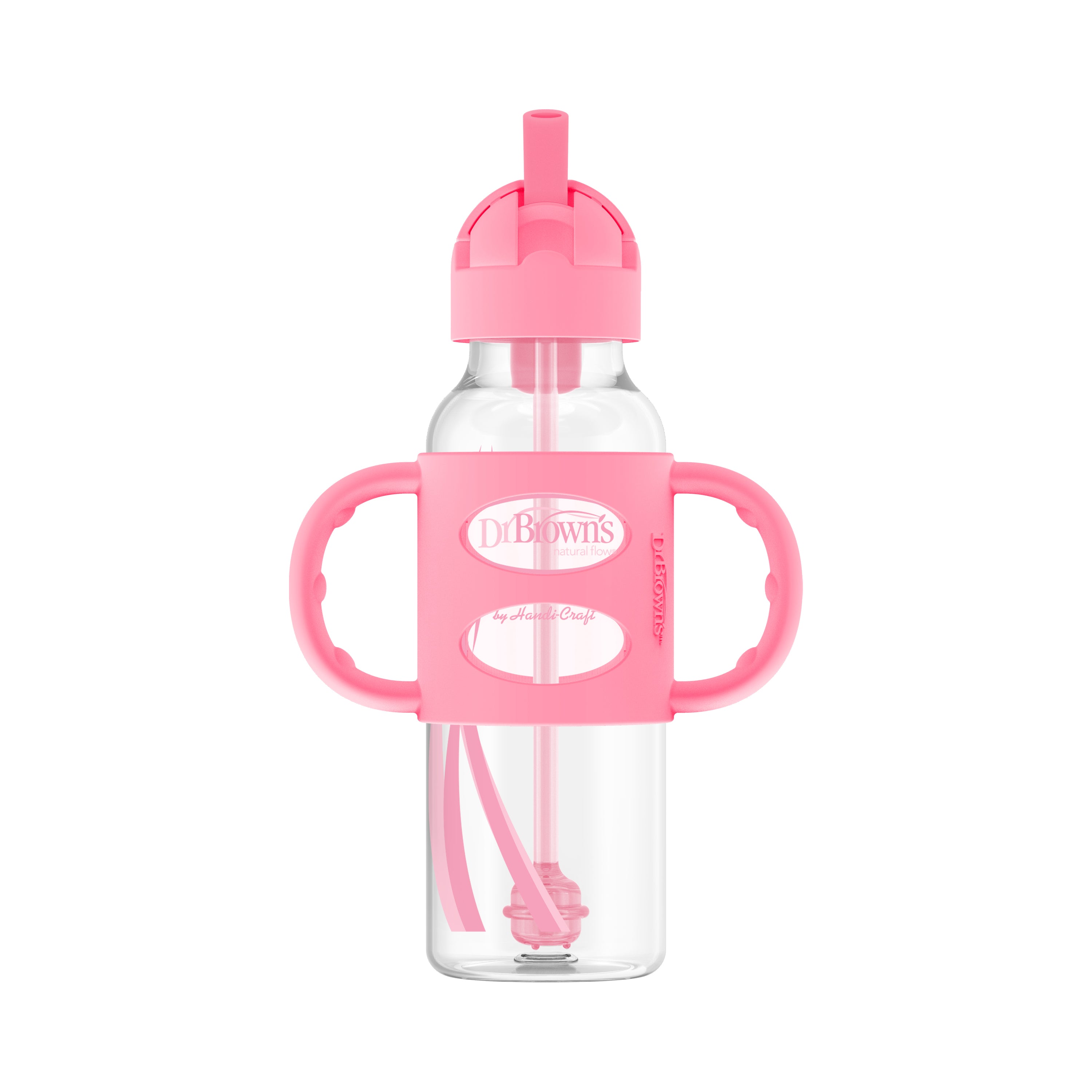 Dr. Brown's Sippy Straw Bottle - Spill-Proof Weighted Straw Cup With Handles 8oz