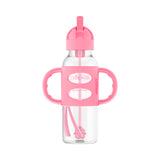 Dr. Brown Milestones Narrow Sippy Straw Bottle with Silicone Handles, 8 oz/250 mL