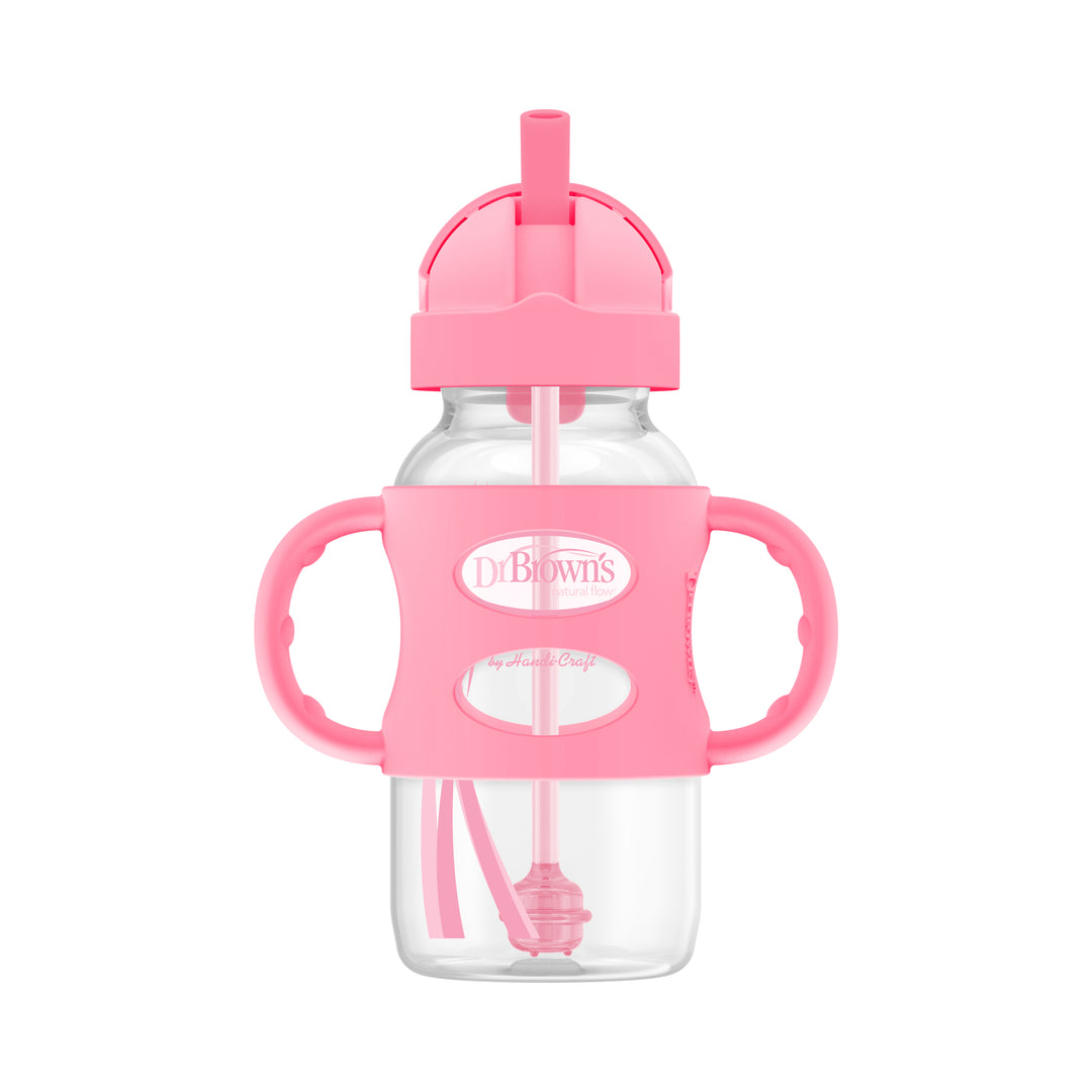 milestones-sippy-straw-bottle-with-silicone-handles-9oz-270ml-pink