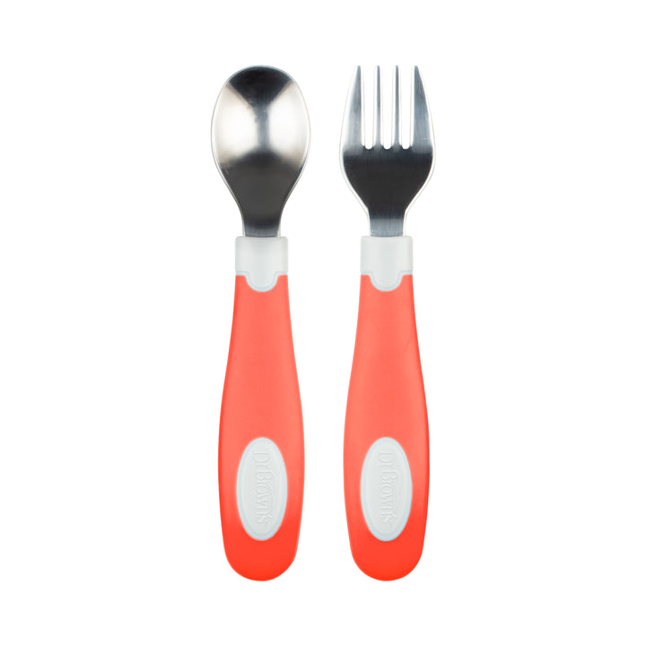 dr-browns-designed-to-nourish-soft-grip-spoon-and-fork-coral