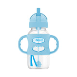 Dr. Brown Milestones Wide-Neck Sippy Straw Bottle with Silicone Handles, 9 oz/270 mL