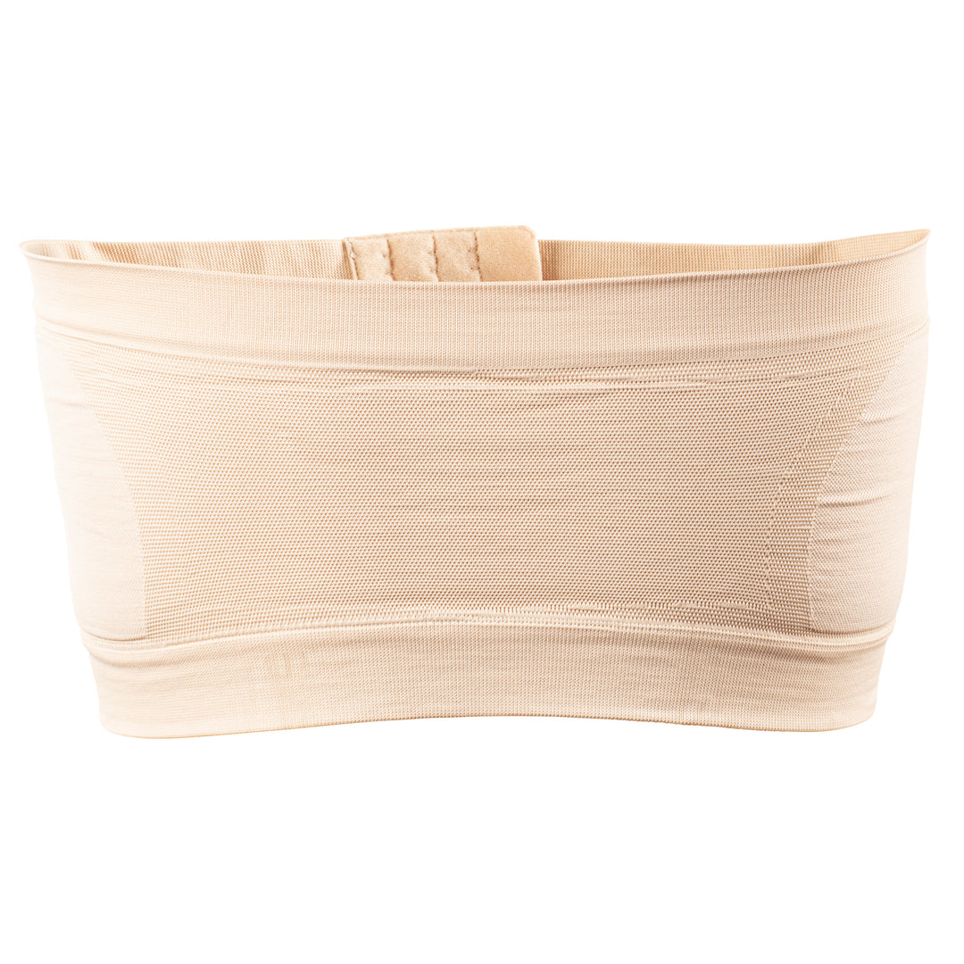 Introducing a beige elastic maternity support belt with an adjustable Velcro closure, crafted for comfort and a perfect fit throughout your pregnancy. Made from breathable, stretchy fabric, it is ideal for everyday wear and pairs effortlessly with Dr. Brown's Hands Free Pumping Bra and electric pumps.