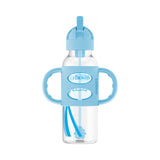 Dr. Brown Milestones Narrow Sippy Straw Bottle with Silicone Handles, 8 oz/250 mL