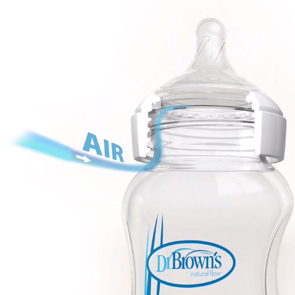 Dr. Brown's Options+ 5 oz. Wide-Neck Glass Baby Bottles, Clear, Single 