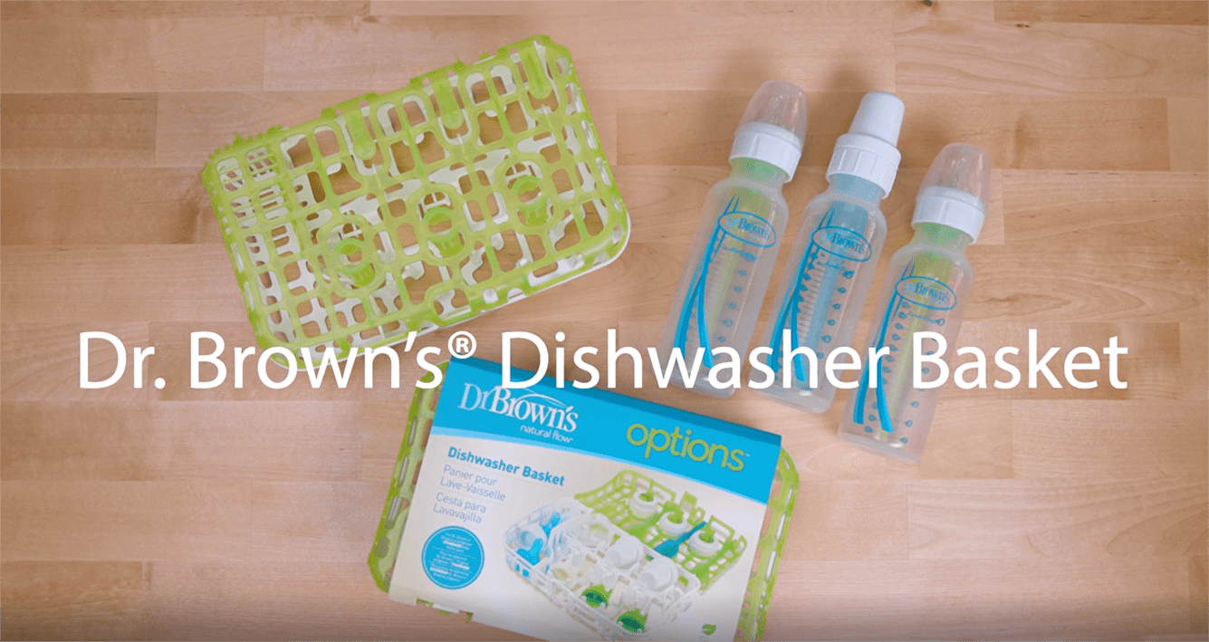 Dishwasher baskets for cleaning bottle parts and more