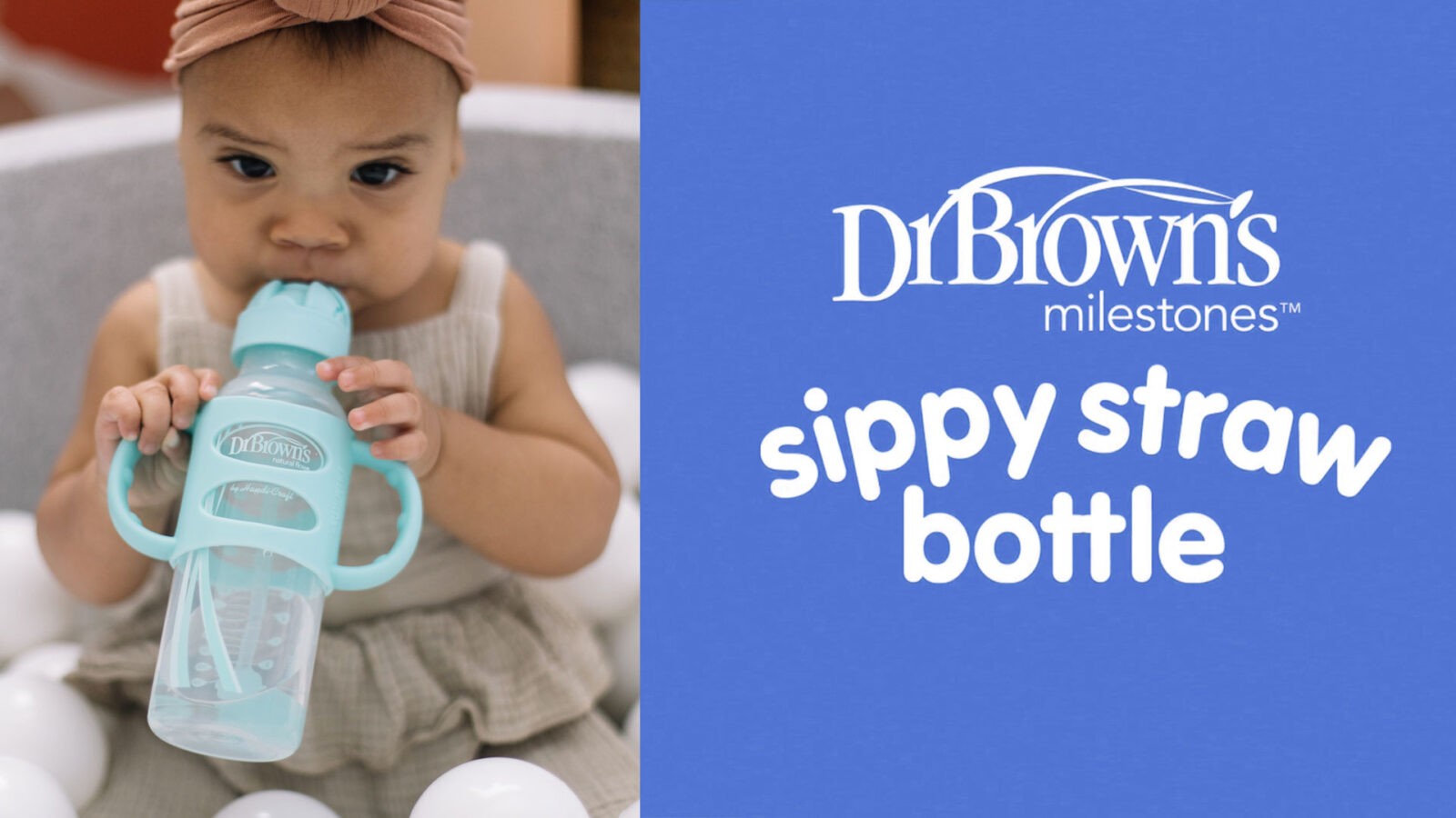 Dr. Brown's Dr. Brown’s™ Milestones™ Narrow Sippy Straw Bottle with Silicone Handles, 8 oz/250 mL