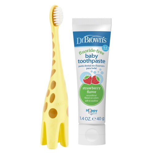 Dr. Brown's Baby Toothbrush - Giraffe and Baby Toothpaste